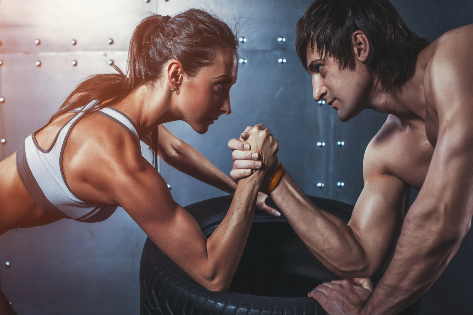 ホームデコレーション男女アームレスリング濃度物理状態フォト絹織物ポスター印刷YR257 copy